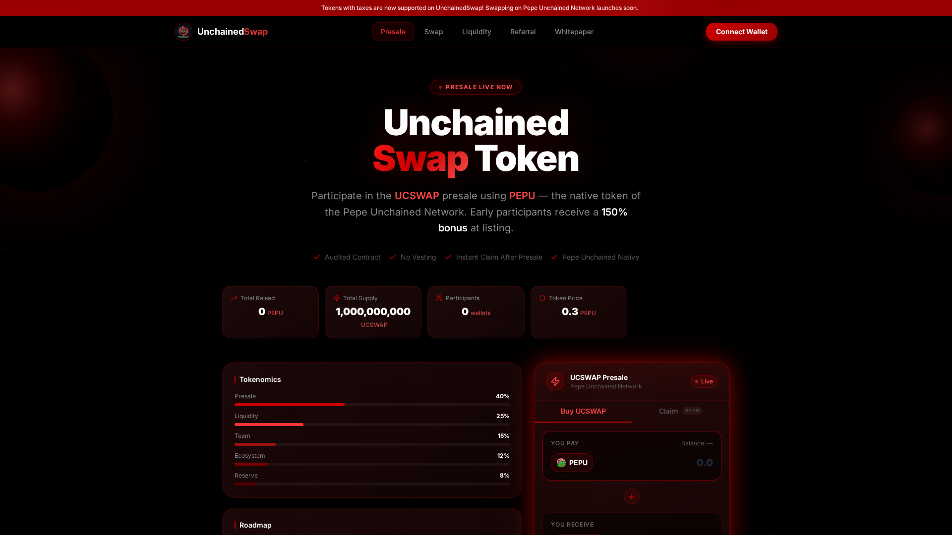 Screenshot of unchainedswap.xyz