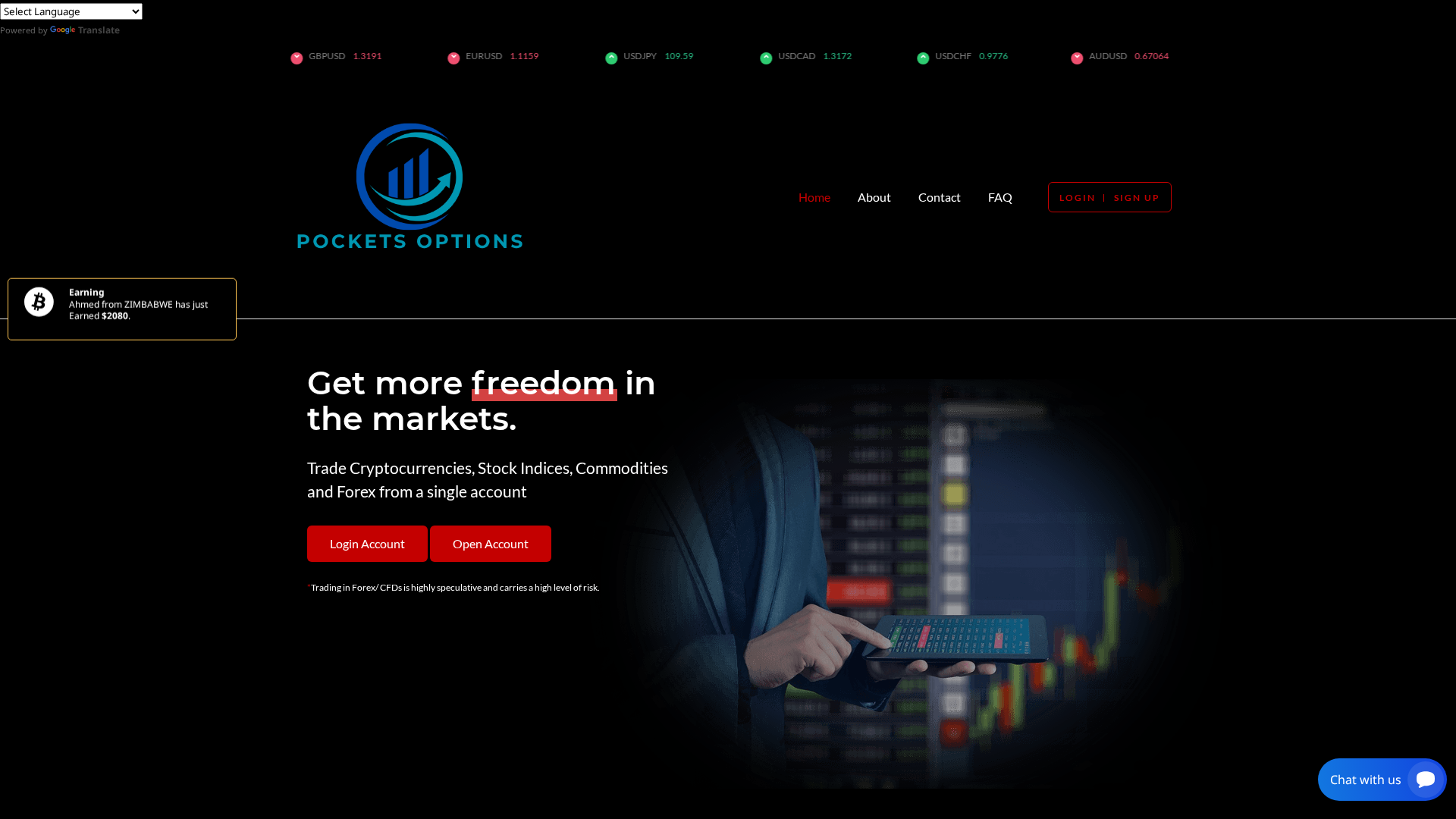 Screenshot of pocketsoptions.live