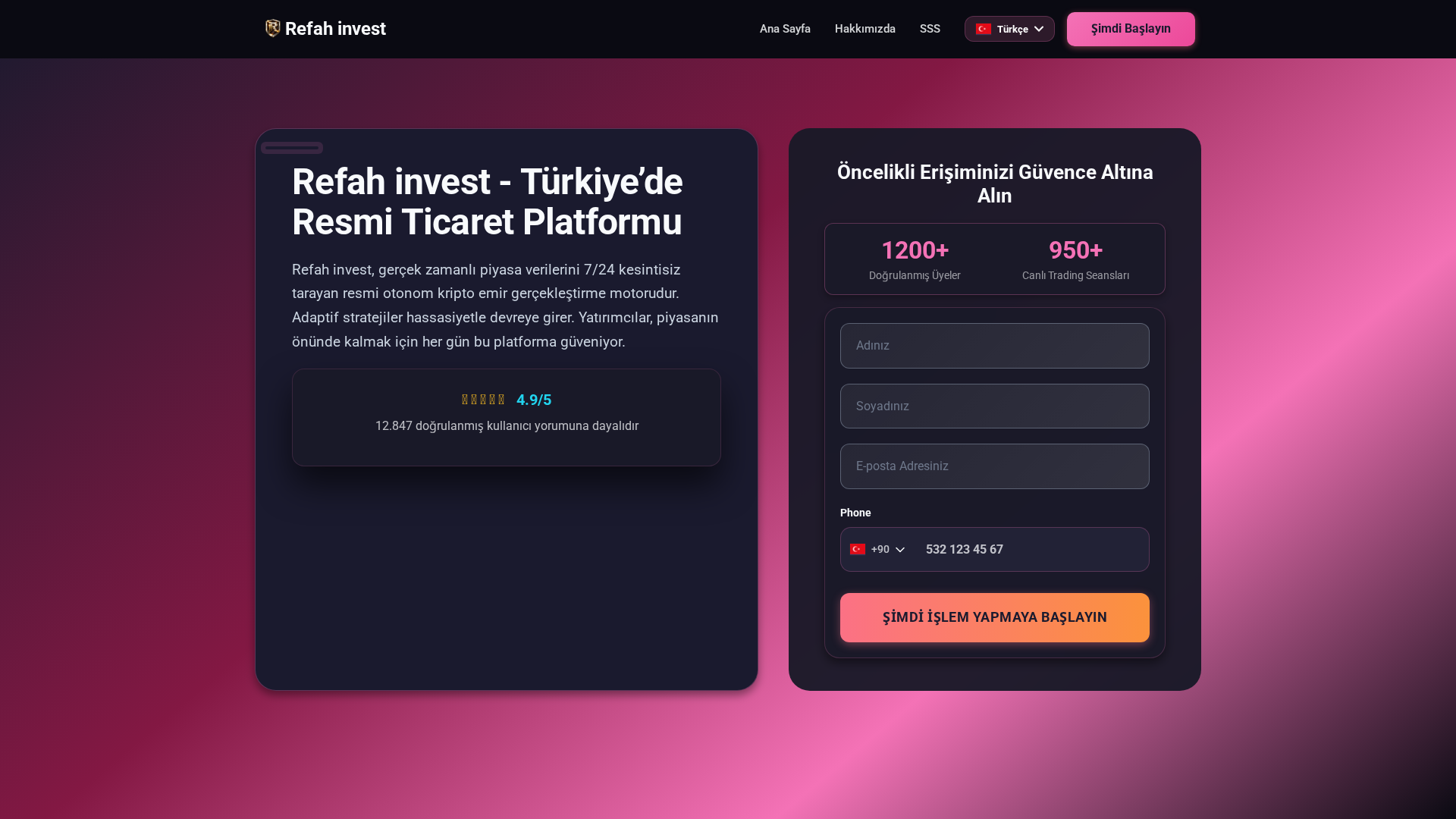 Screenshot of refah-invest.web.tr