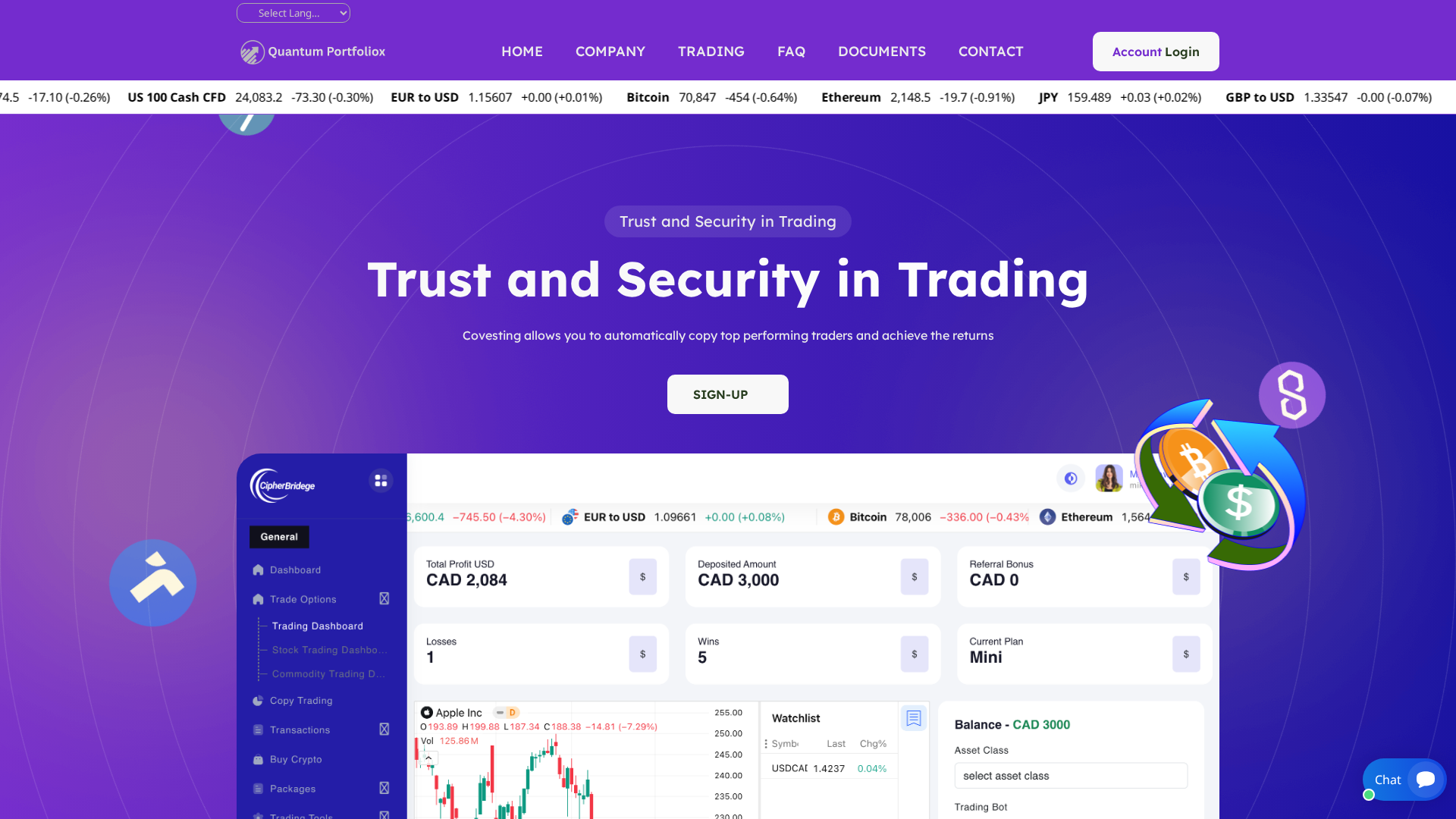 Screenshot of quantum-portfoliox.com