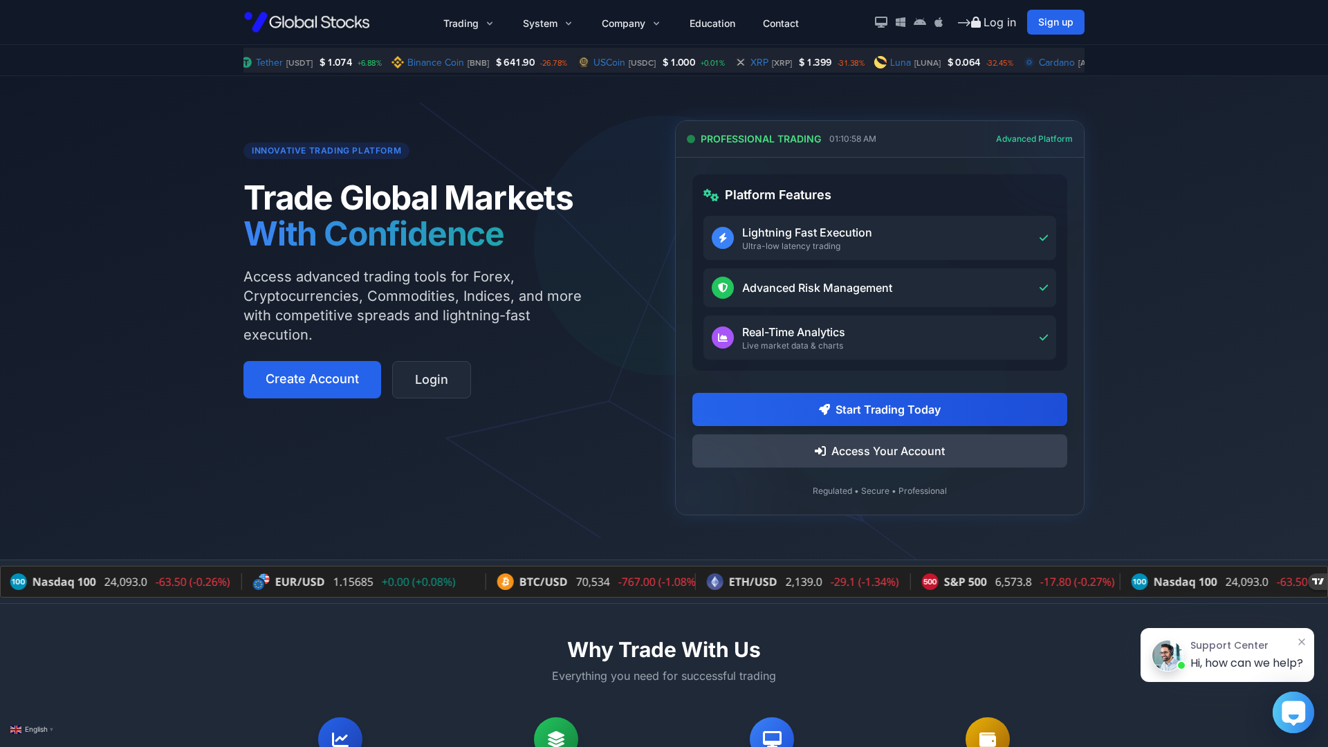 Screenshot of globalstockspro.com