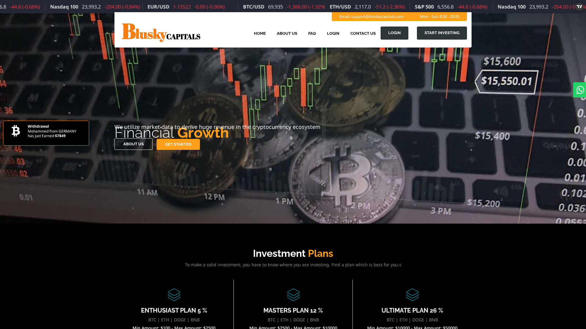 Screenshot of bluskycapitals.com