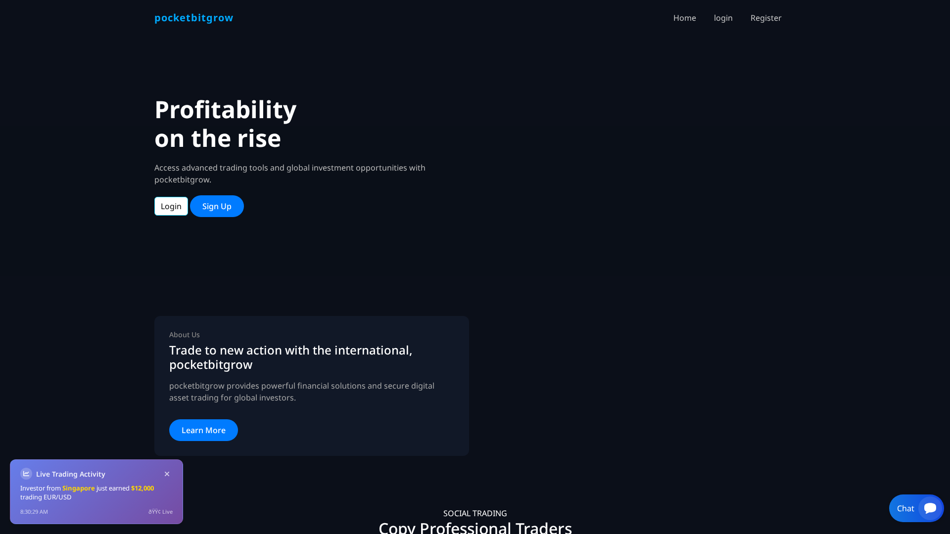 Screenshot of pocketbitgrow.live