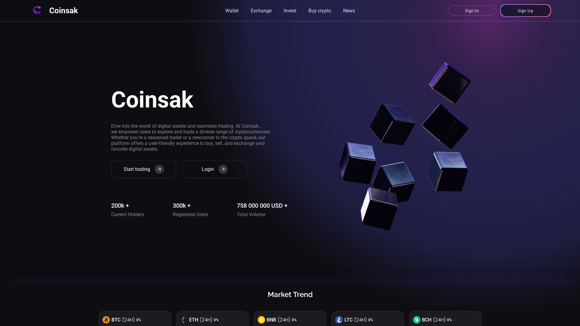 Screenshot of coinsak.com