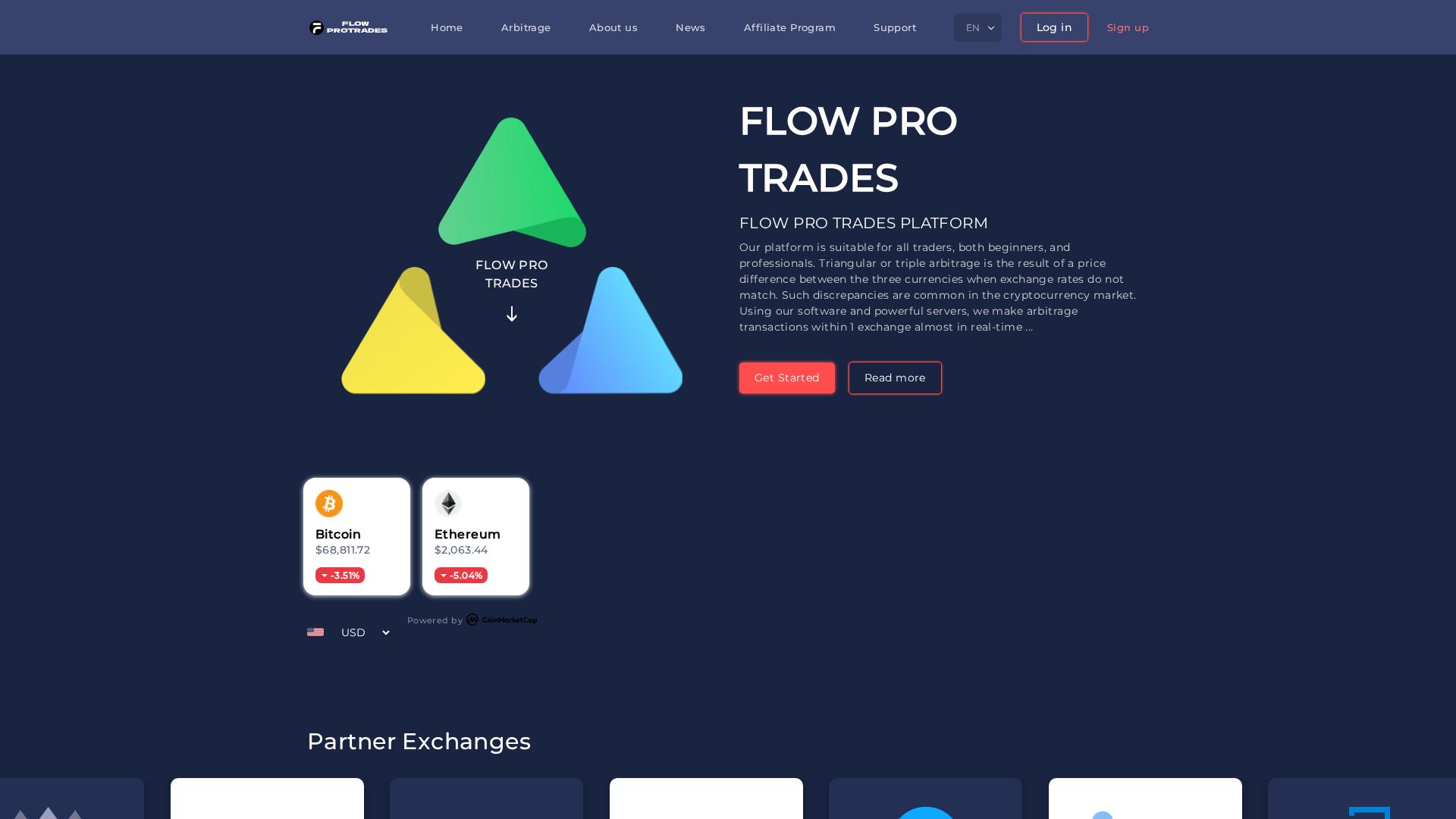 Screenshot of flowprotrades.com