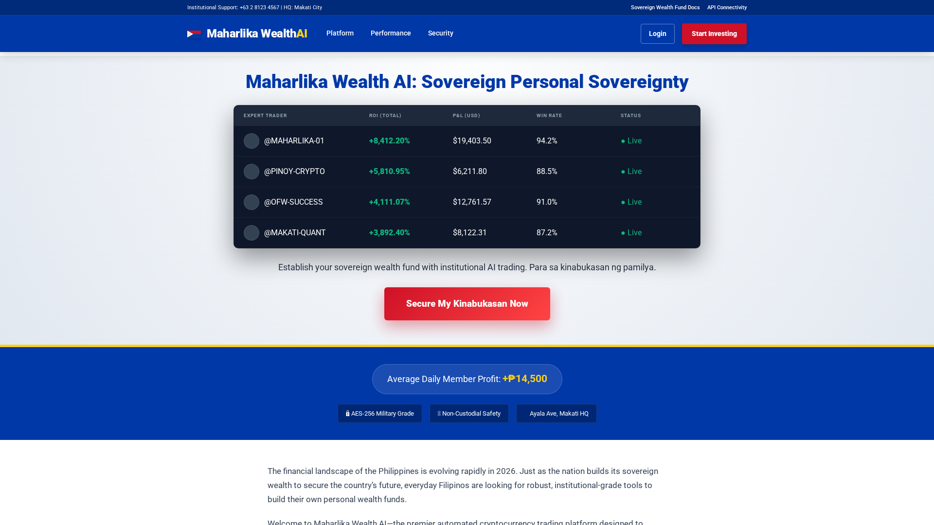 Screenshot of maharlikawealth-ai.com