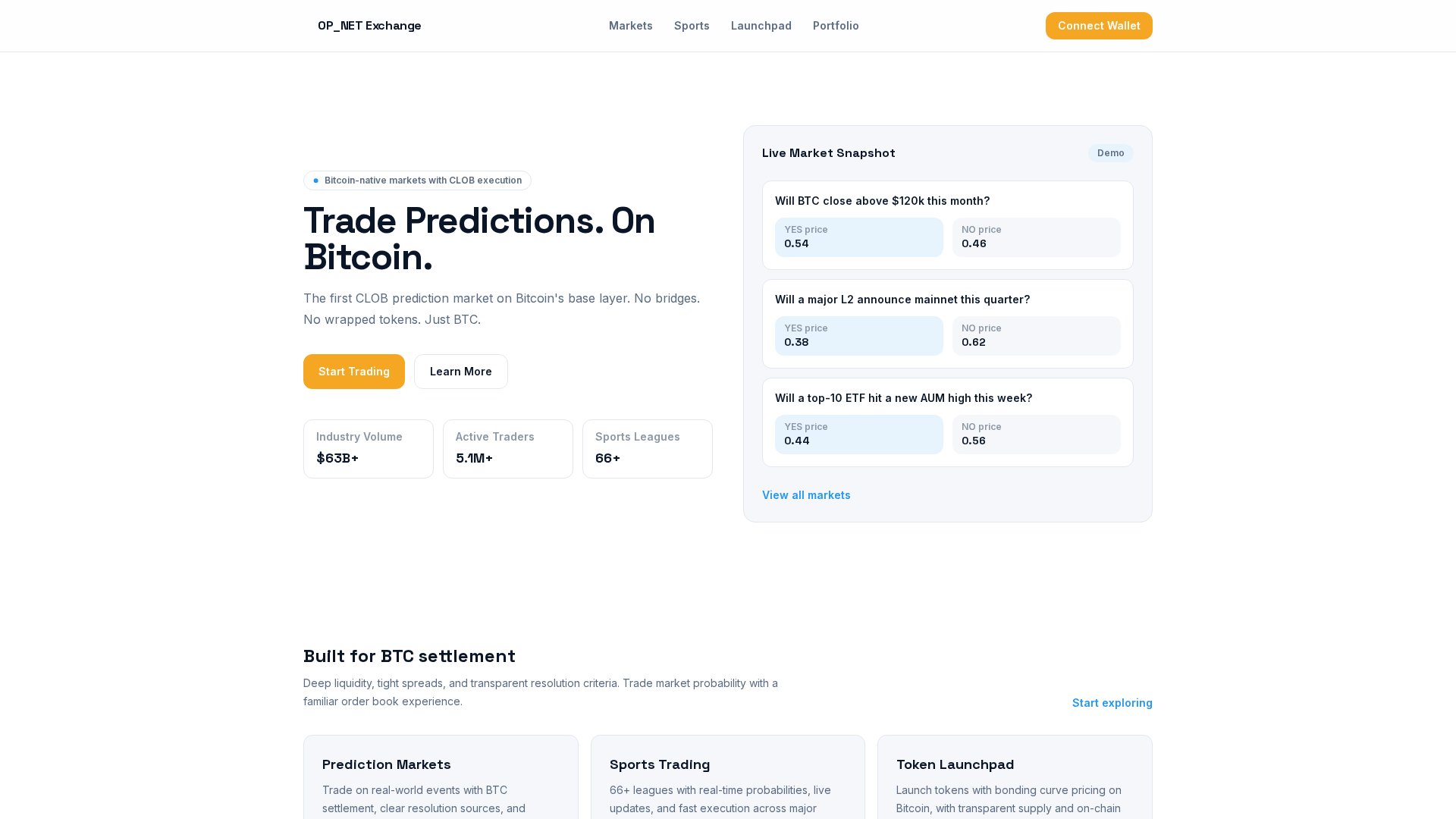 Screenshot of opnet.exchange