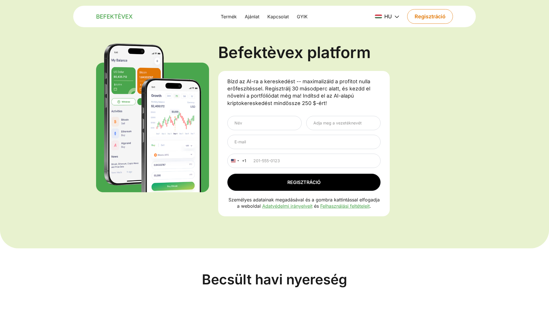 Screenshot of befektevex.com