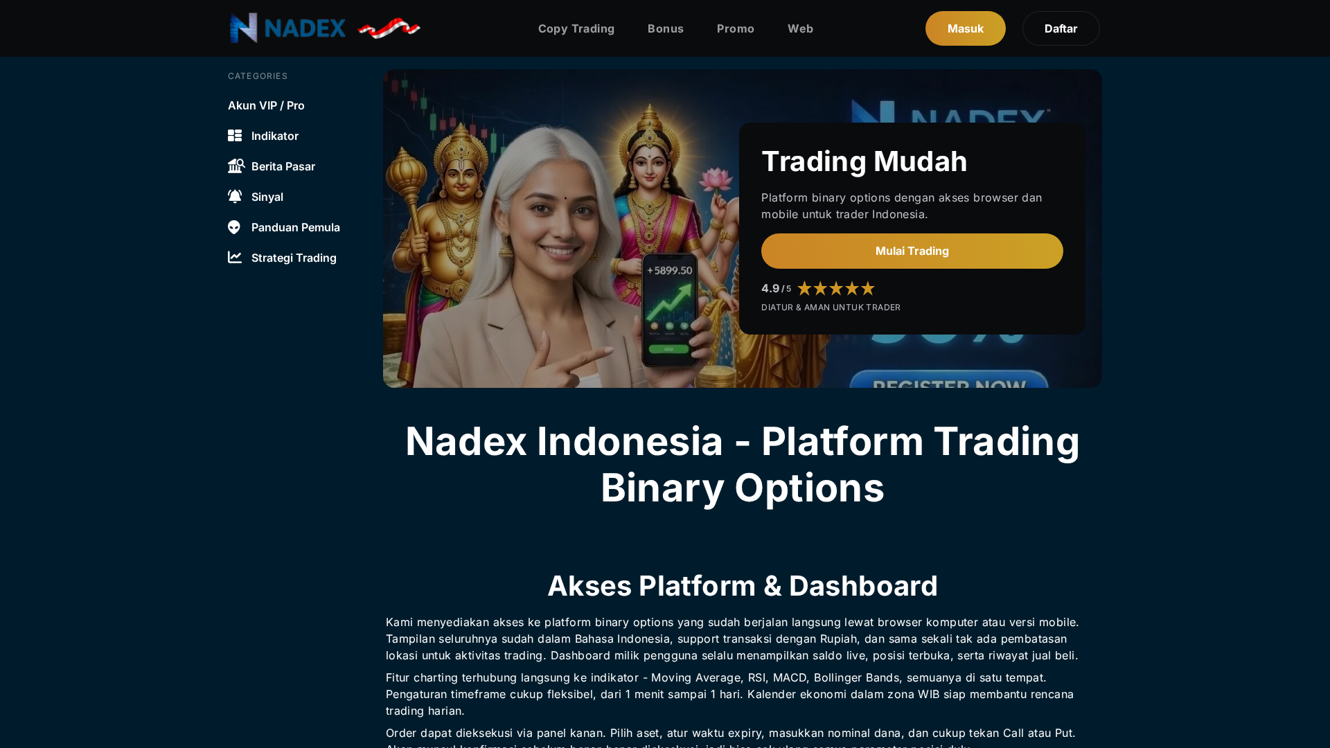 Screenshot of nadexindonesia.com