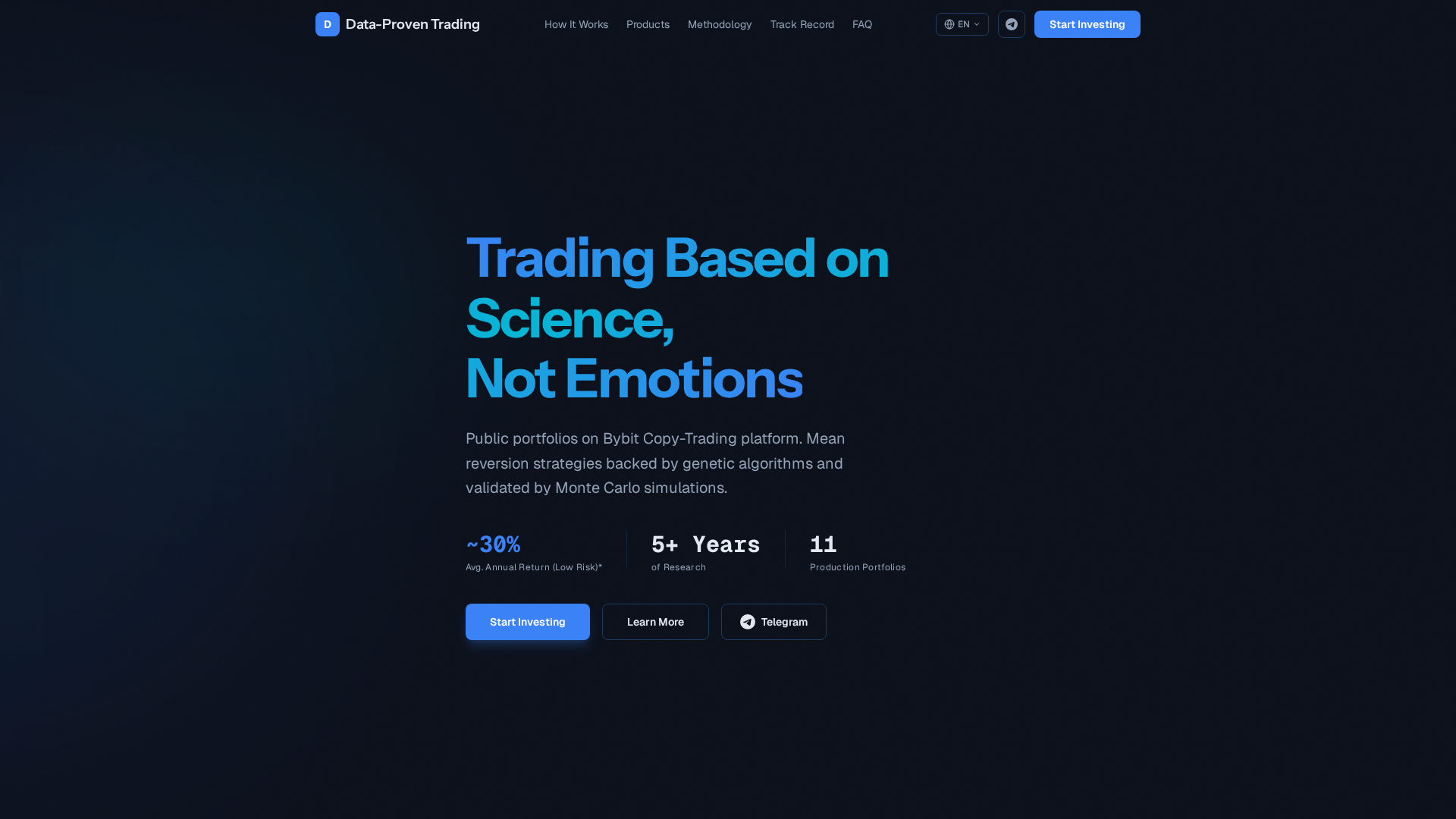 Screenshot of data-proven.trading