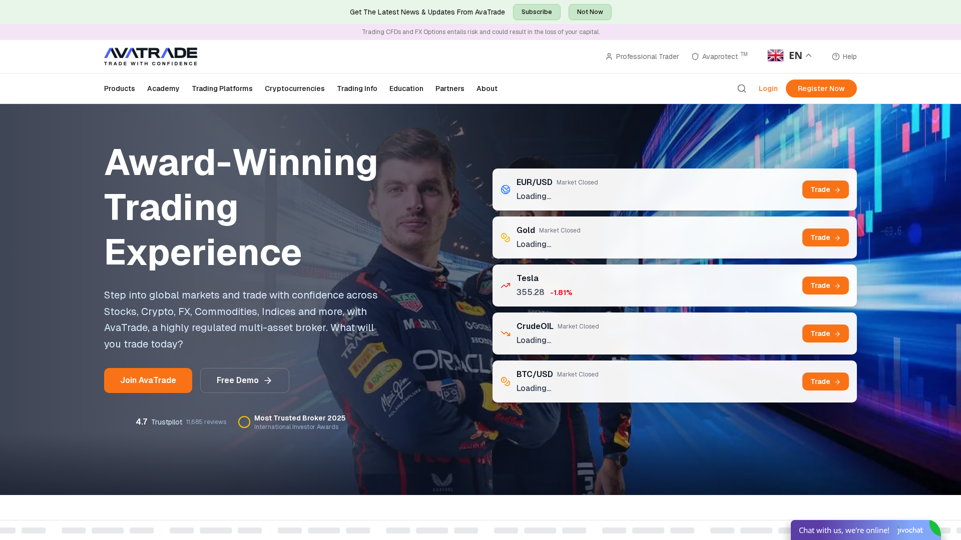 Screenshot of avatradingspot.com