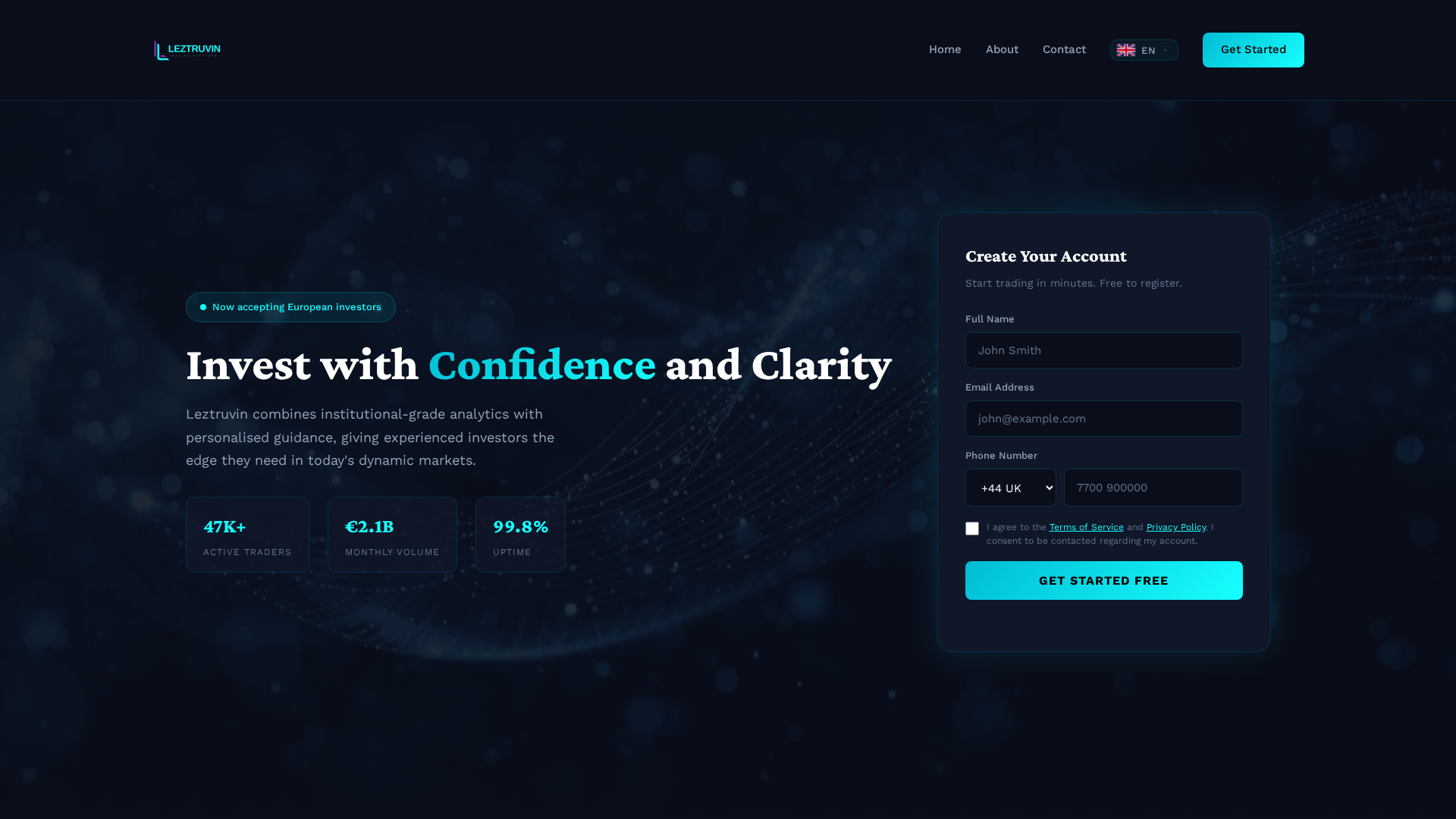 Screenshot of leztruvintrading.com