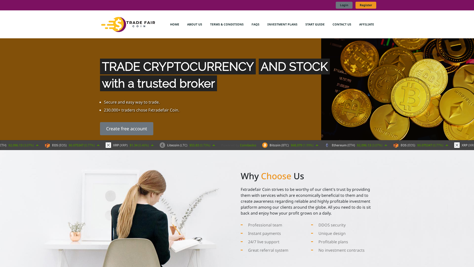 Screenshot of fxtradefaircoin.com