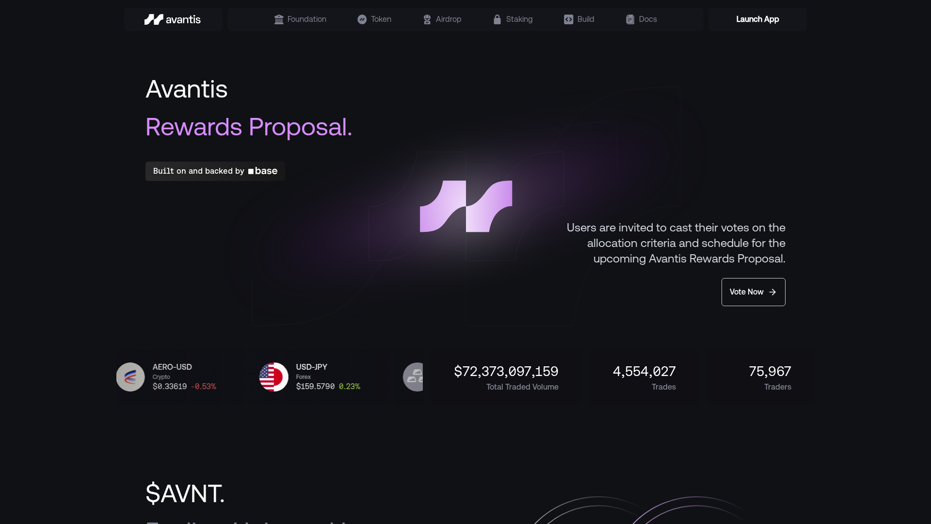 Screenshot of proposal-avantisfi.xyz