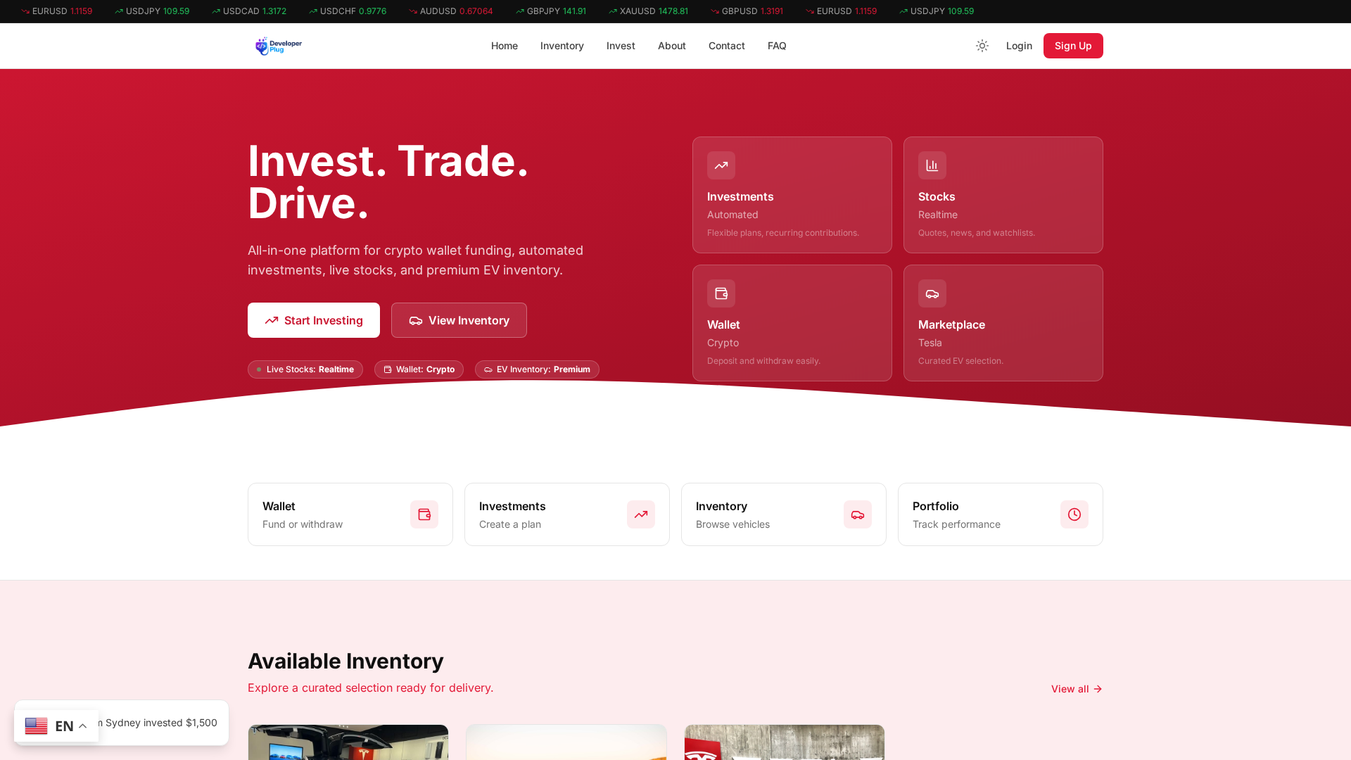 Screenshot of teslastartrade.com