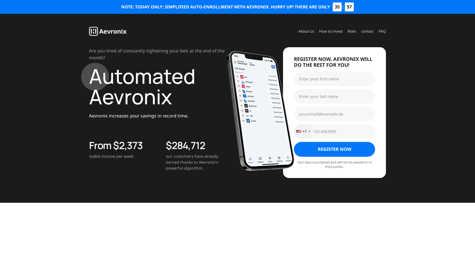 Screenshot of aevronixtrade.com