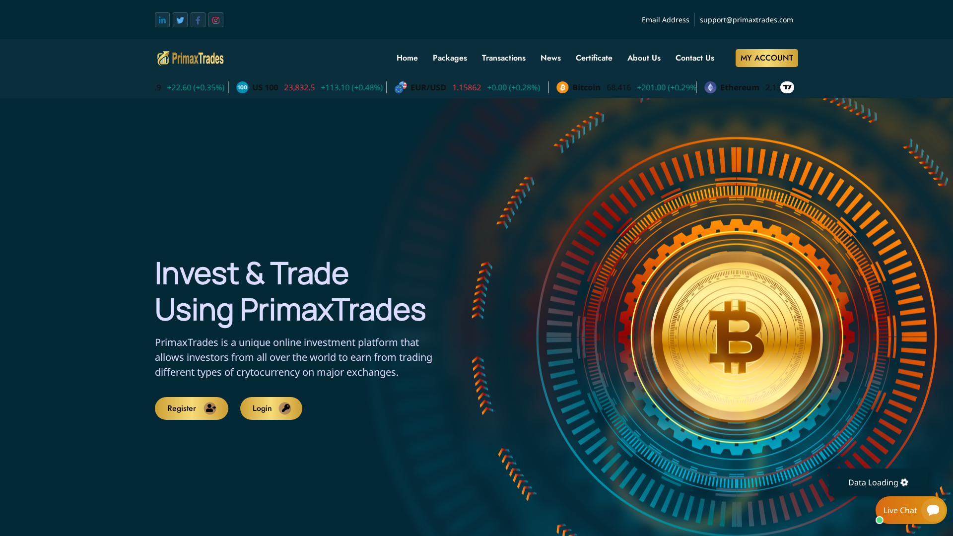 Screenshot of primaxtrades.com