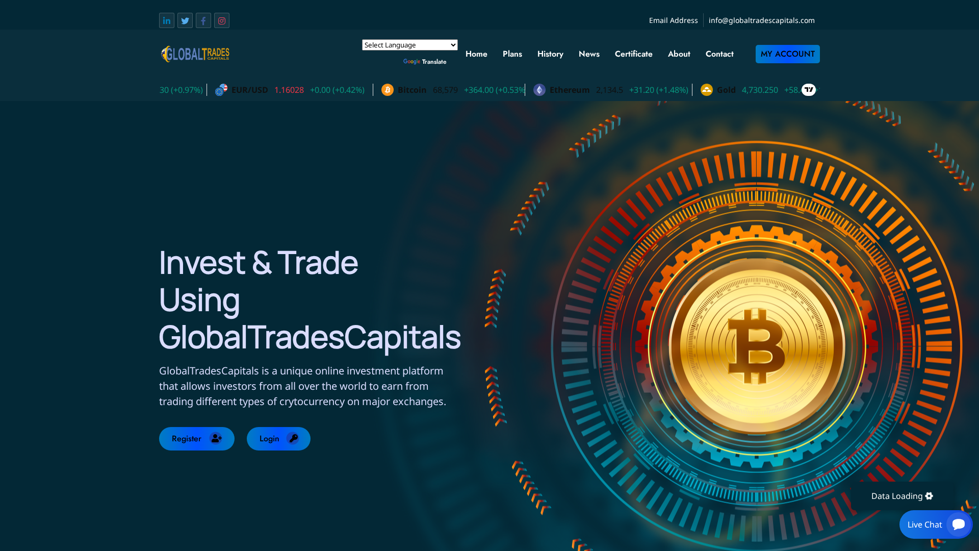 Screenshot of globaltradescapitals.com