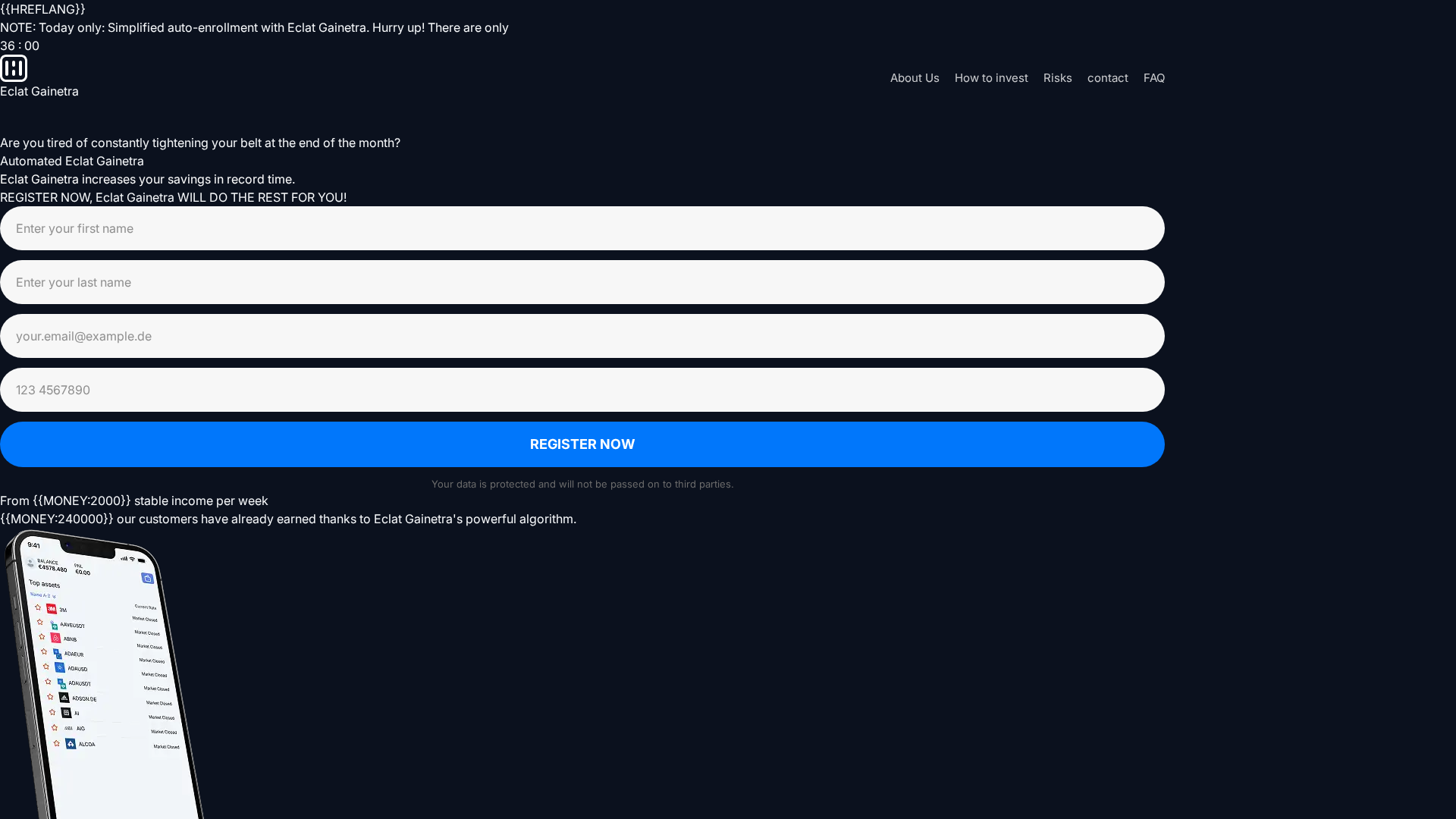 Screenshot of eclatgainetratrade.com