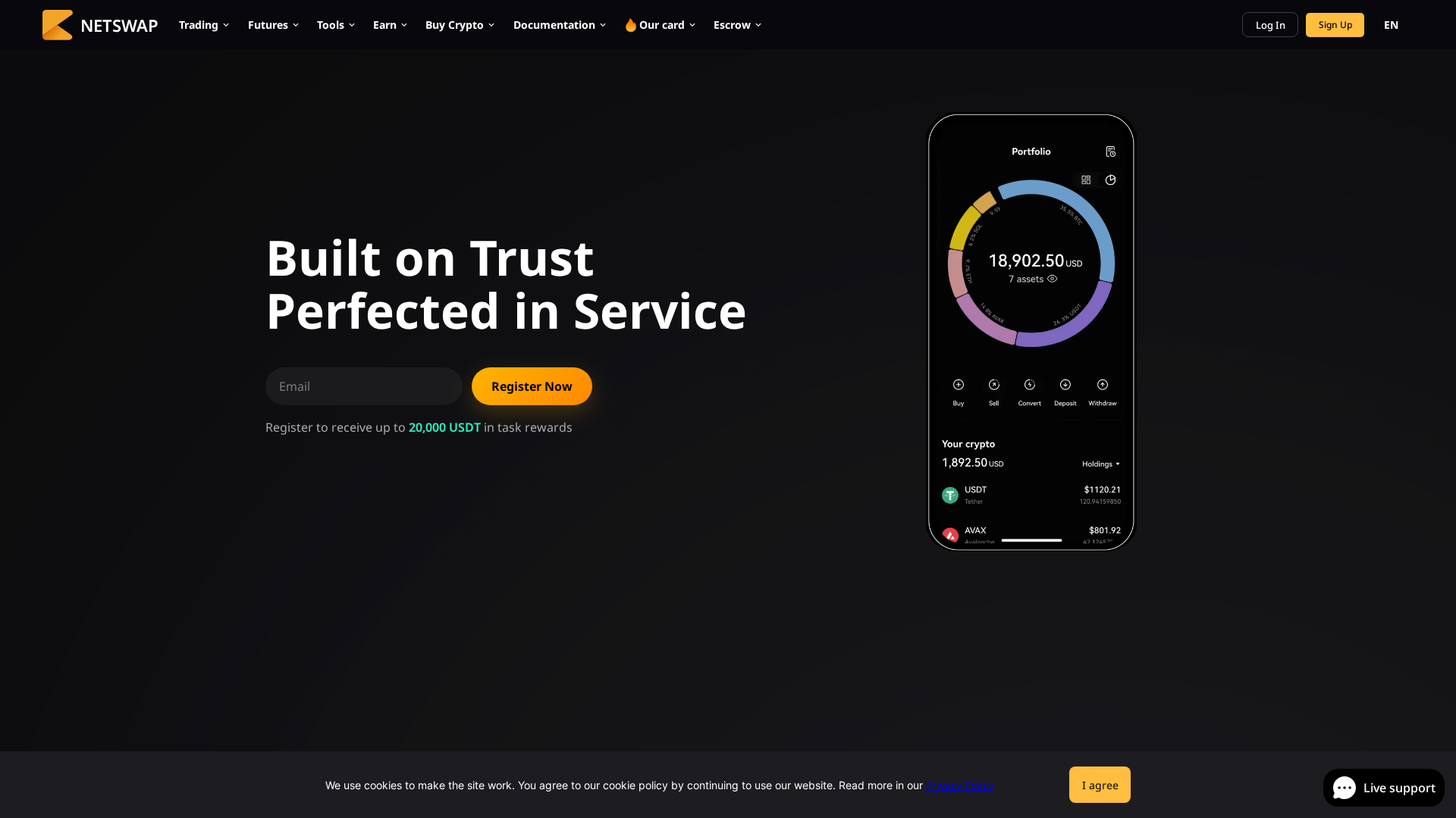Screenshot of netswap.exchange