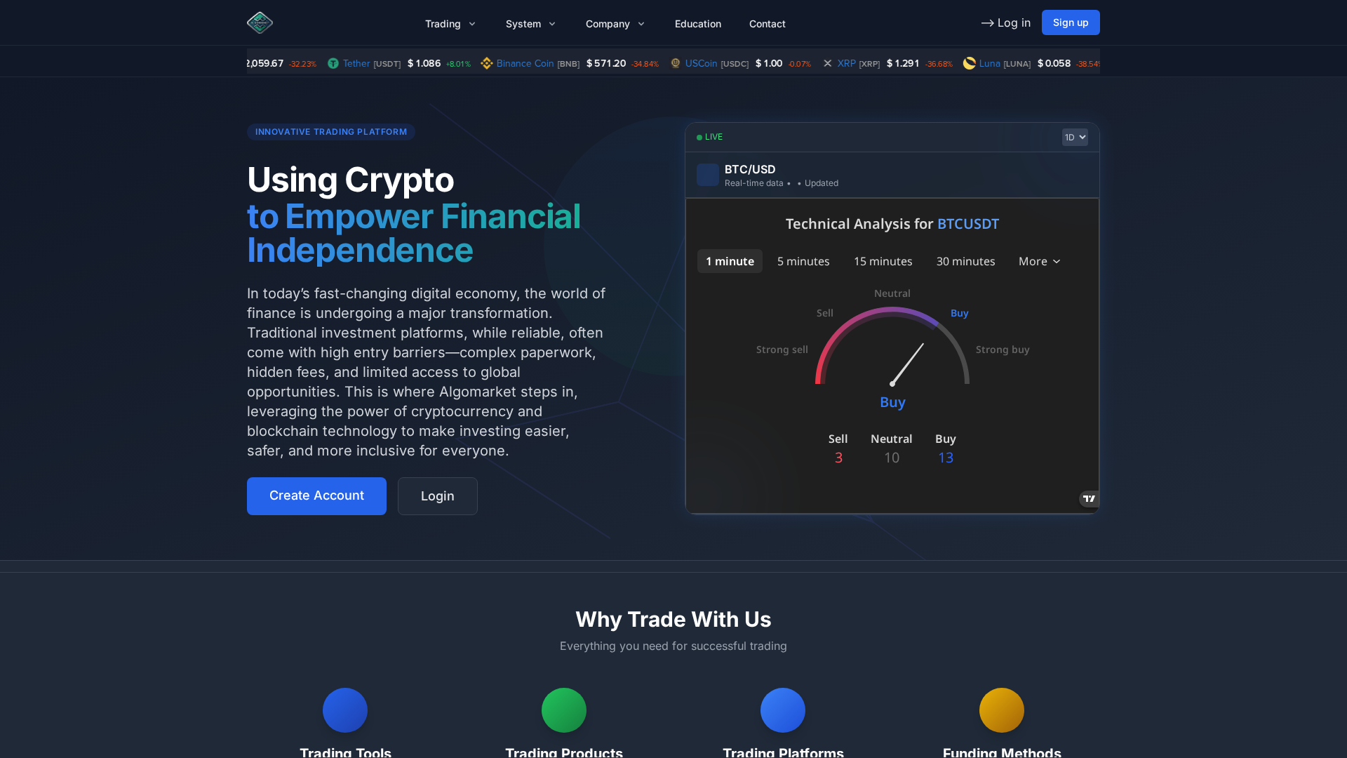 Screenshot of algomarkets.live
