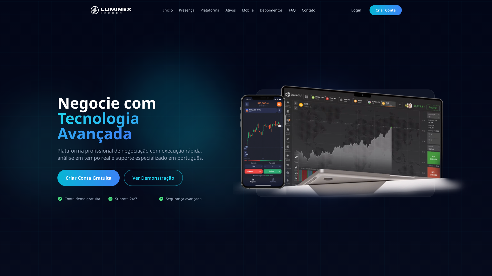 Screenshot of luminexbroker.com