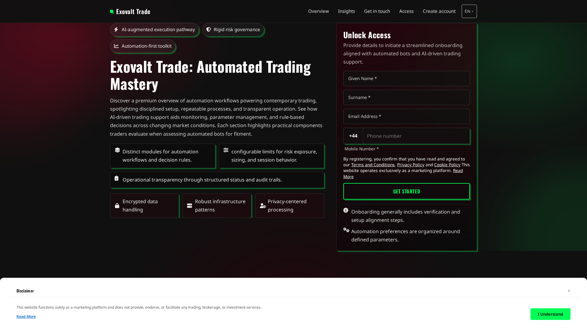 Screenshot of exovalttradetech.click