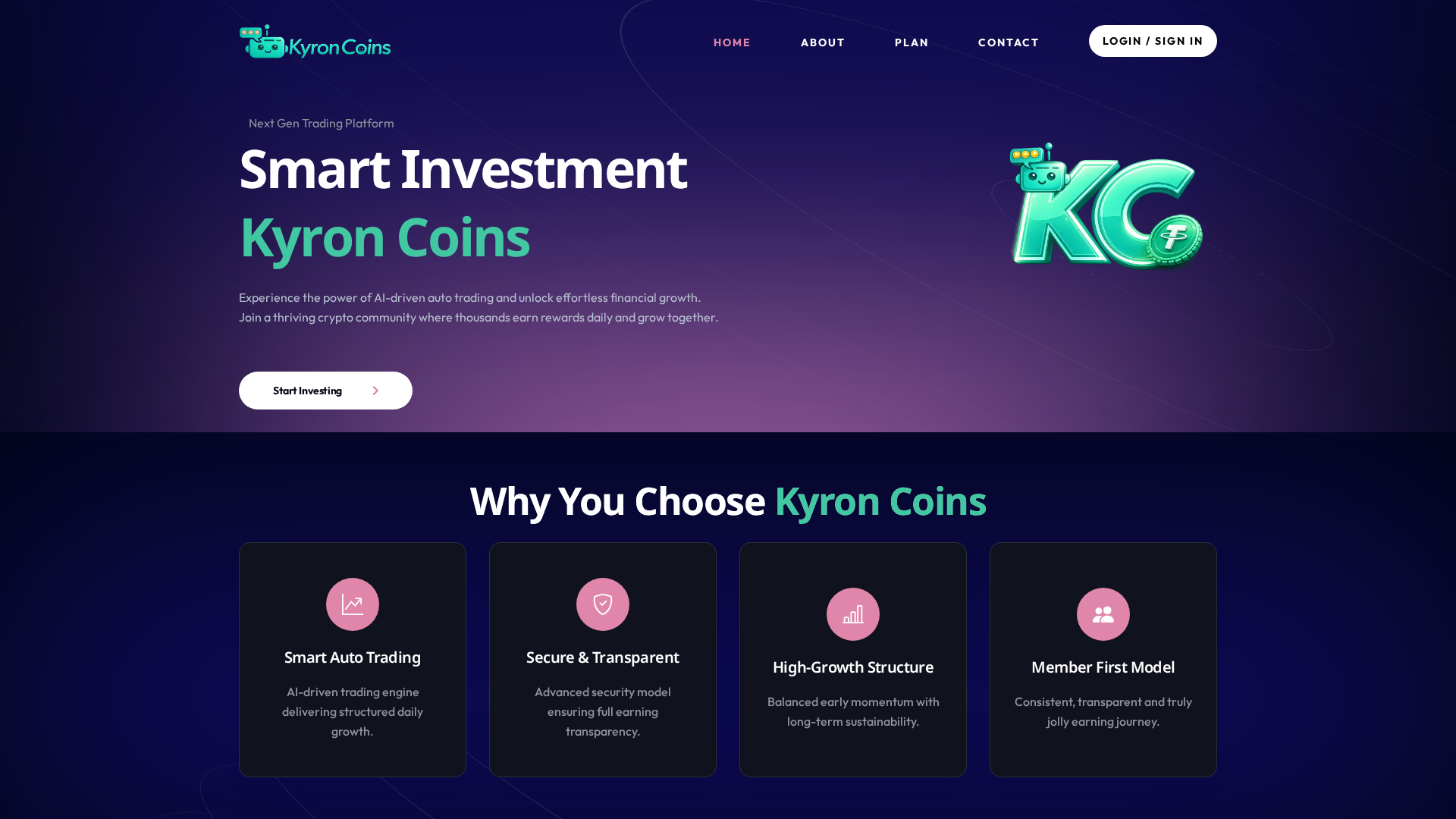 Screenshot of kyroncoins.com