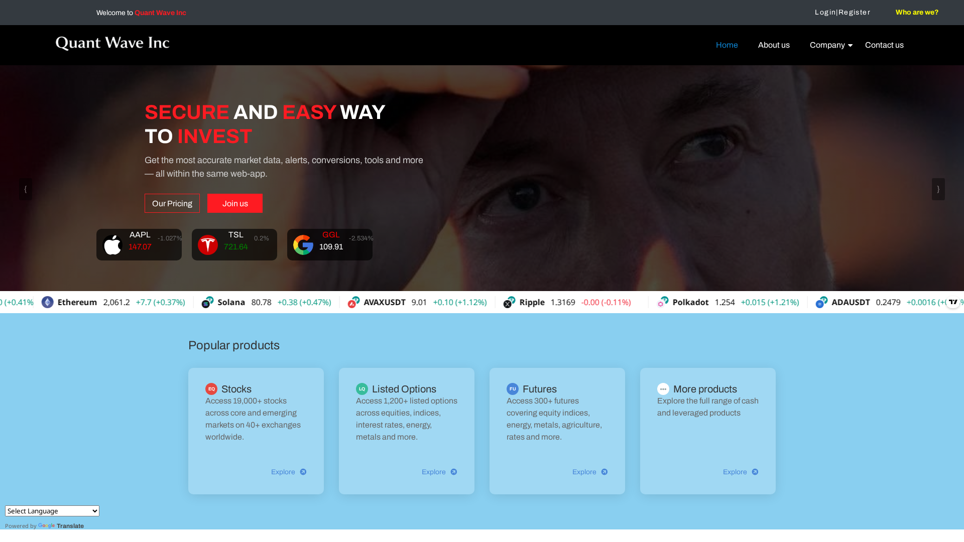 Screenshot of quantwaveinc.com