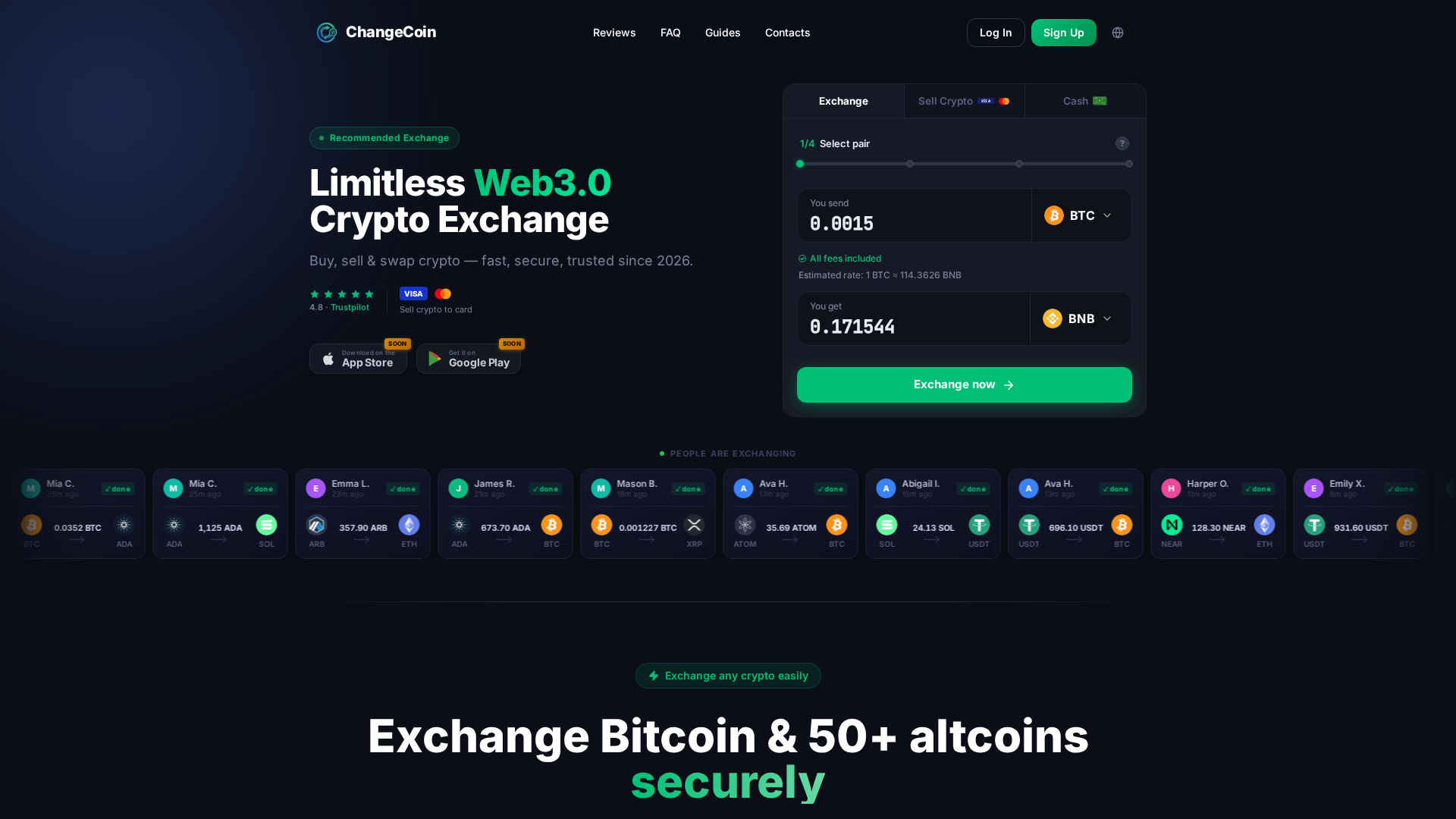 Screenshot of changecoin.org