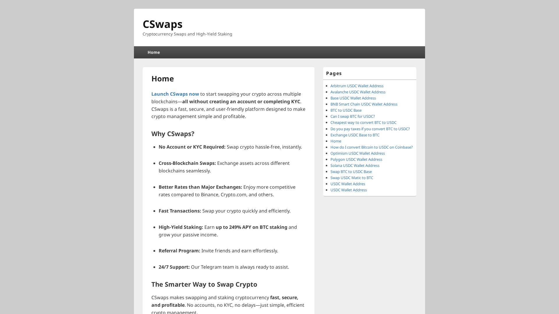 Screenshot of cswaps.app