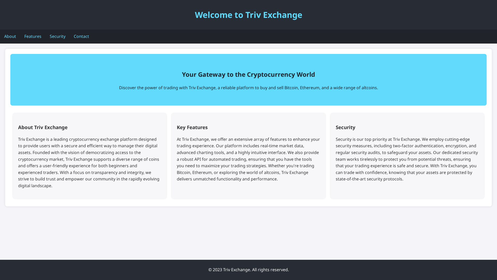 Screenshot of trivexchanges.live