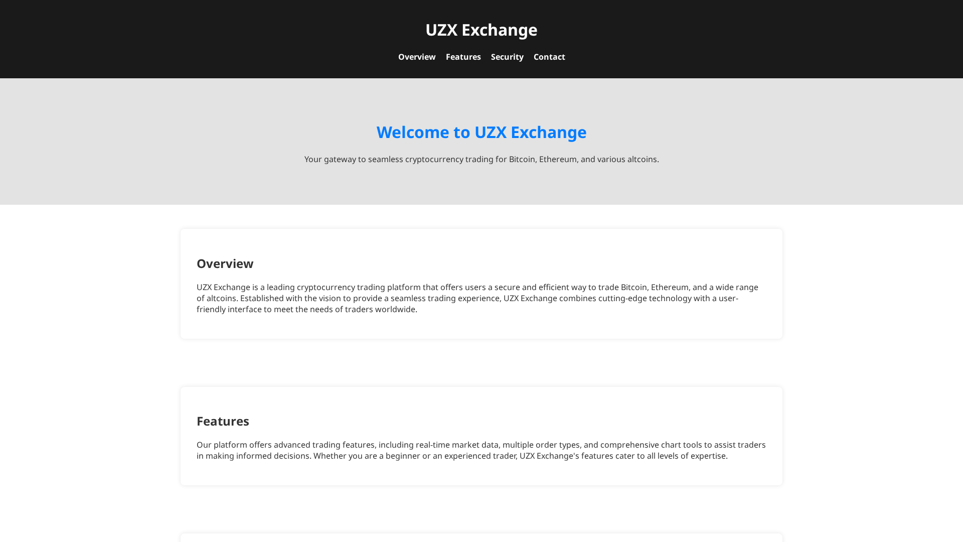 Screenshot of uzxexchanges.live