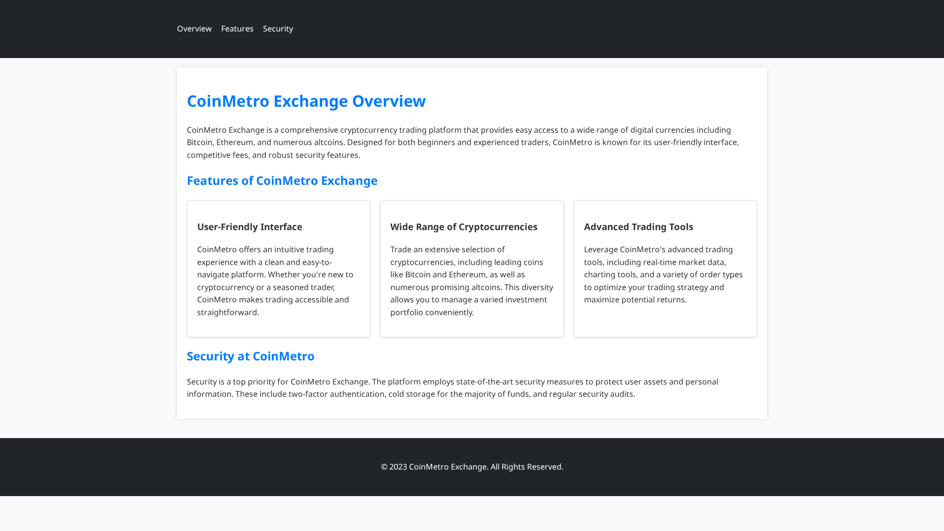 Screenshot of coinmetroexchanges.live