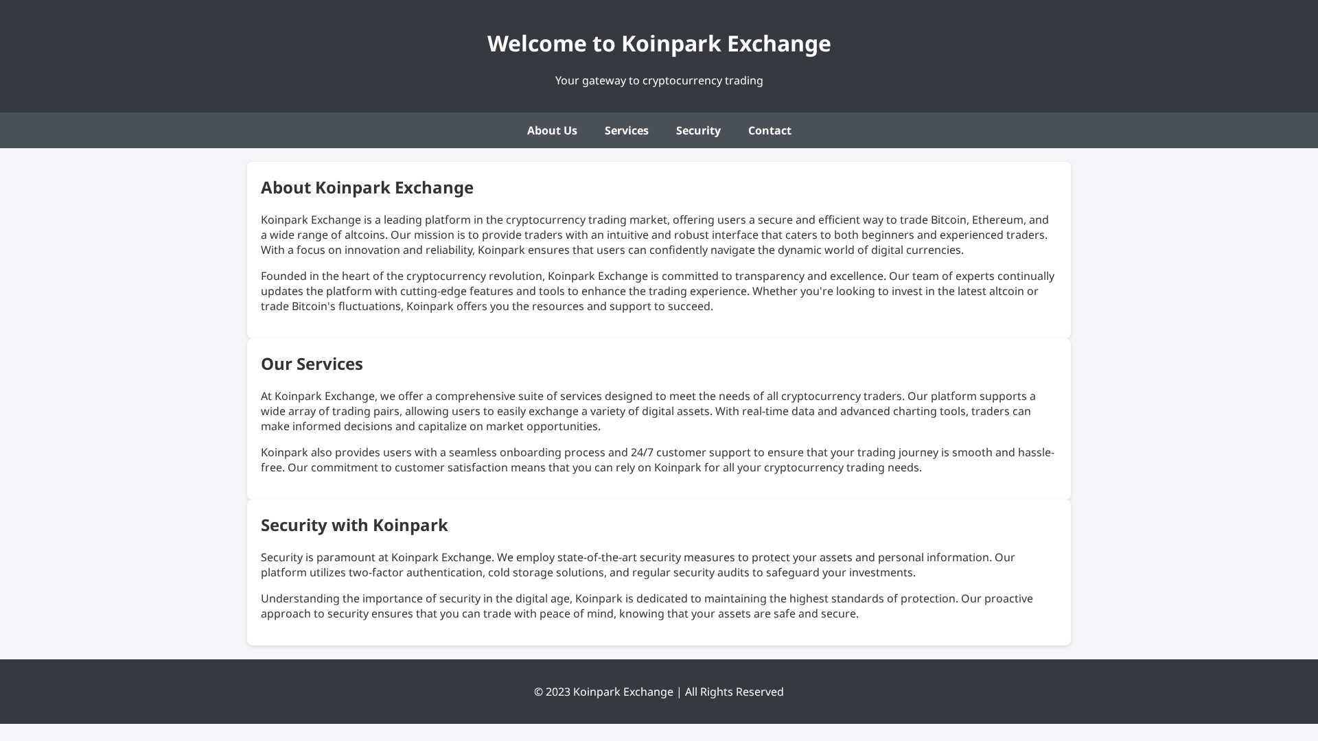 Screenshot of koinparkexchanges.live