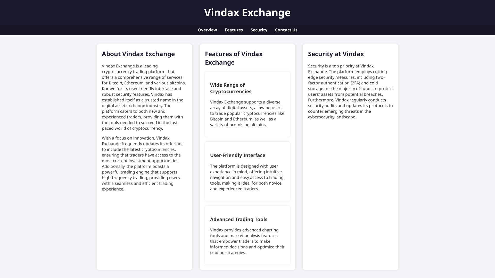 Screenshot of vindaxexchanges.live