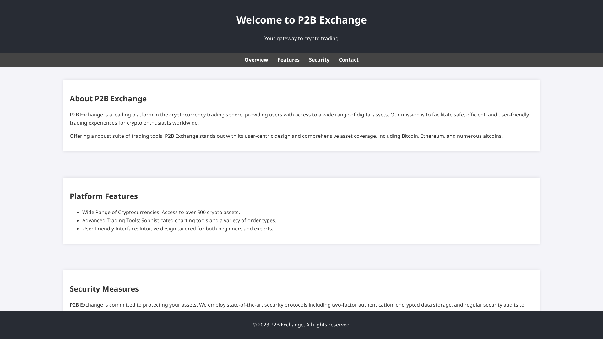Screenshot of p2bexchanges.live