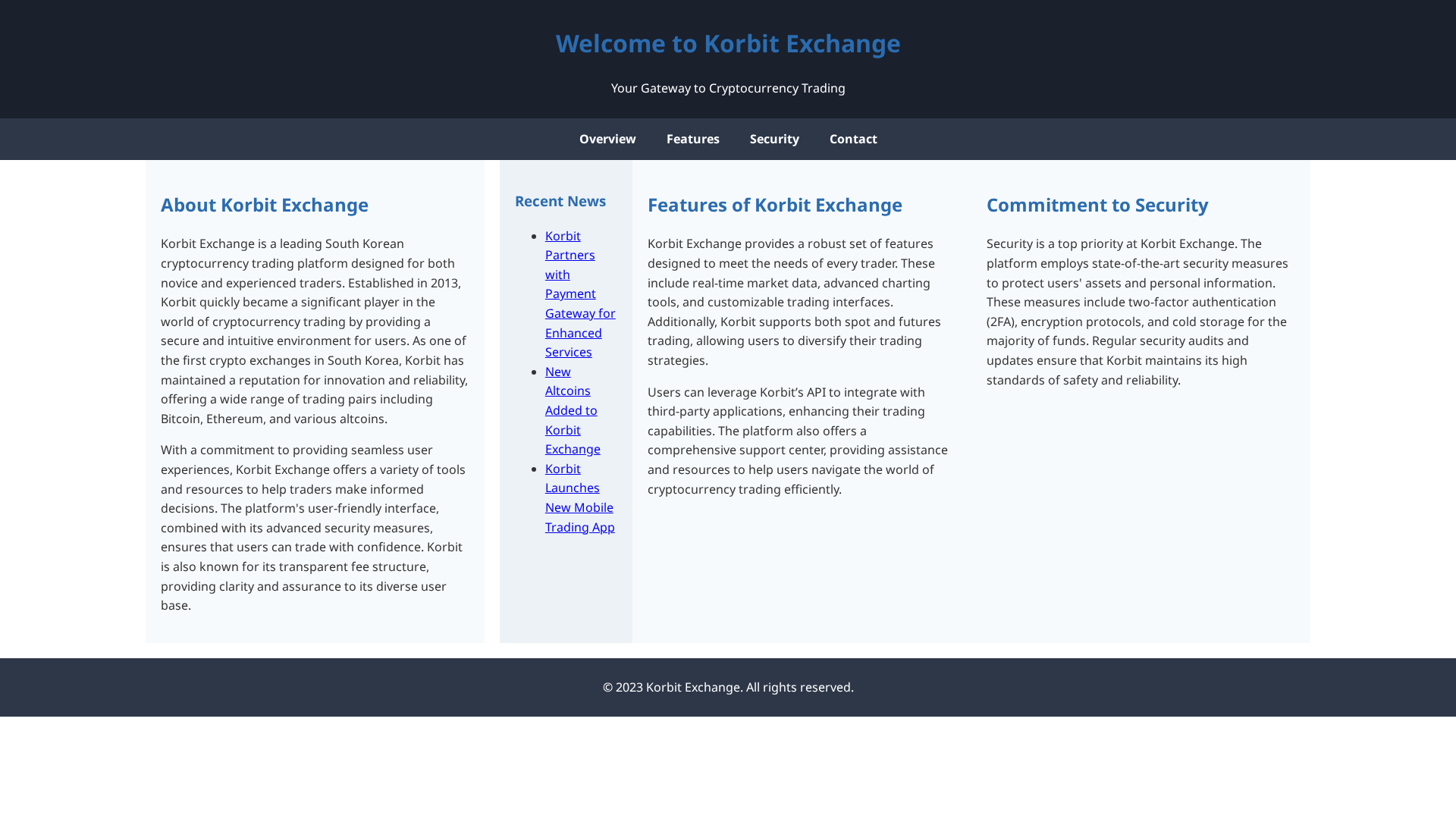 Screenshot of korbitexchanges.live
