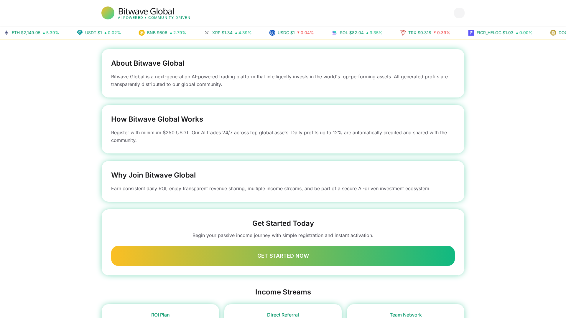 Screenshot of bitwave-global.in