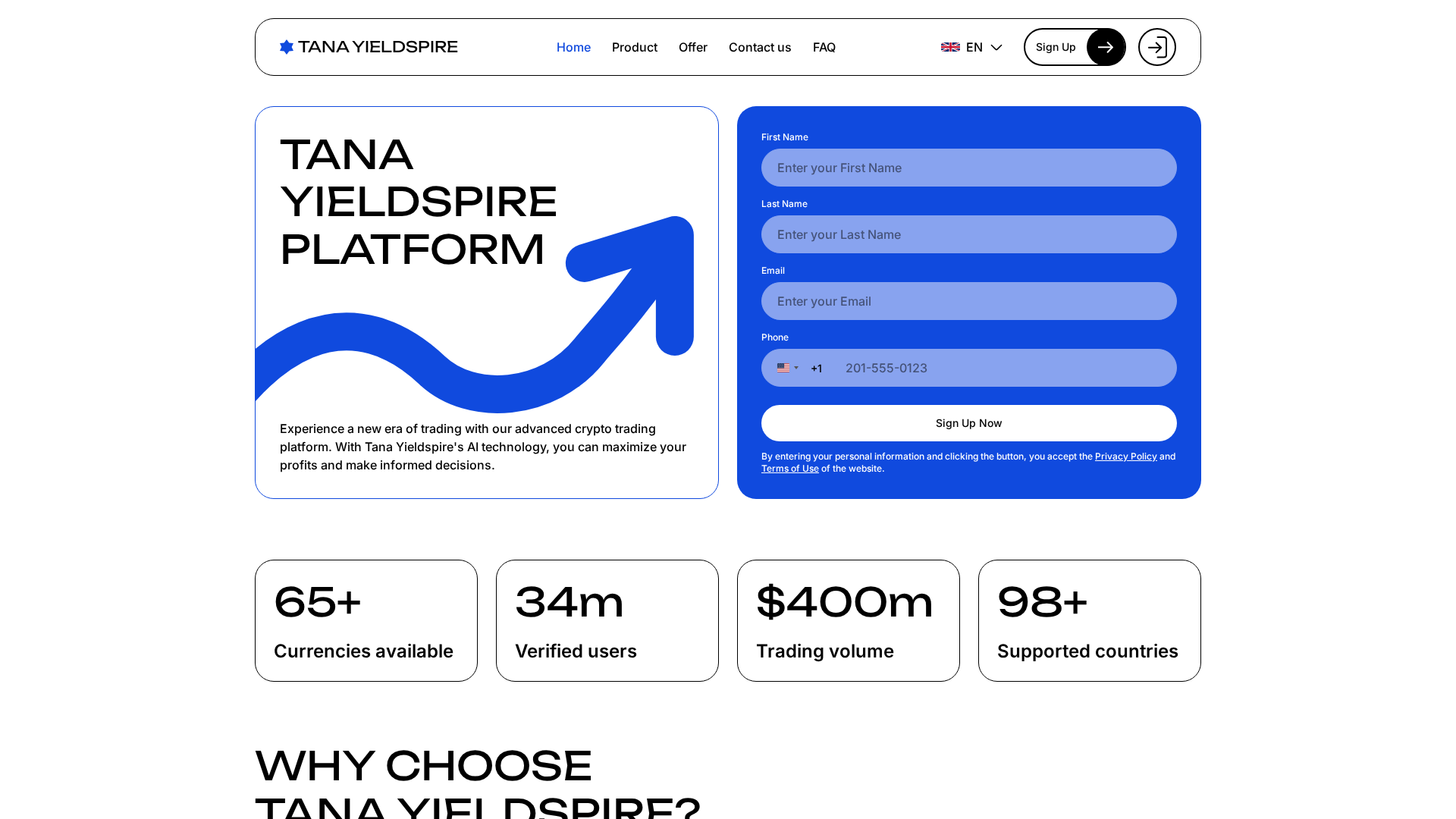 Screenshot of tana-yieldspire.com