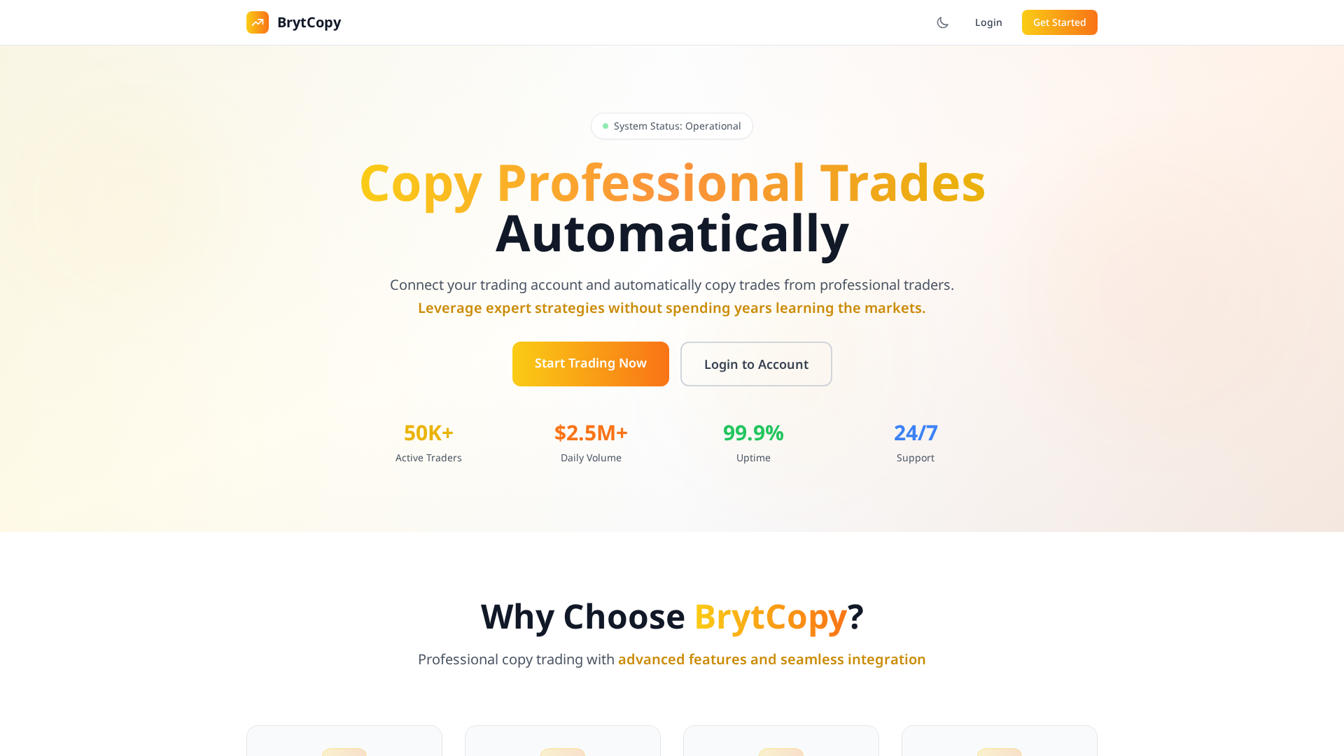 Screenshot of brytcopytrading.com