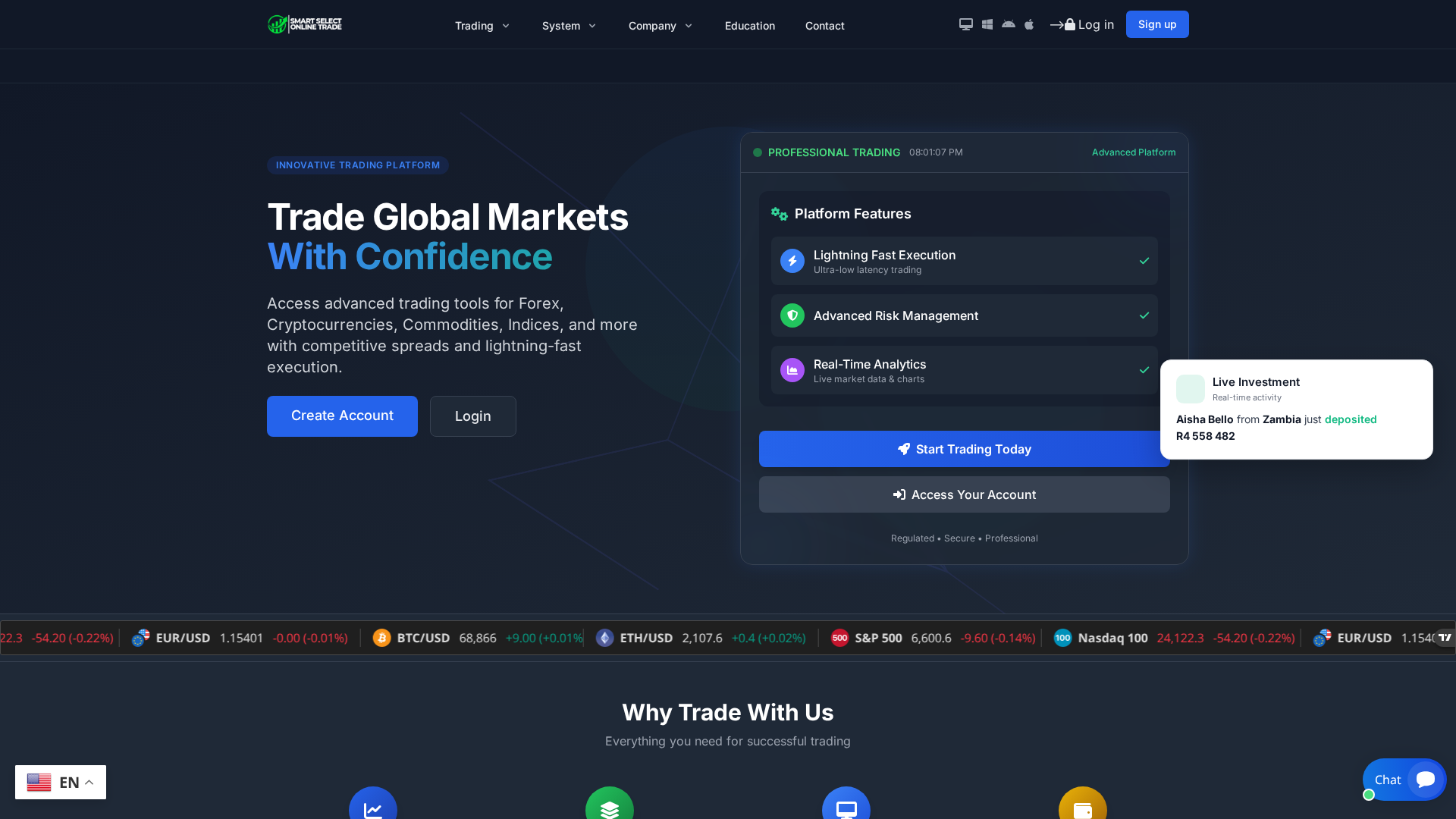 Screenshot of smartselectonlinetrade.com
