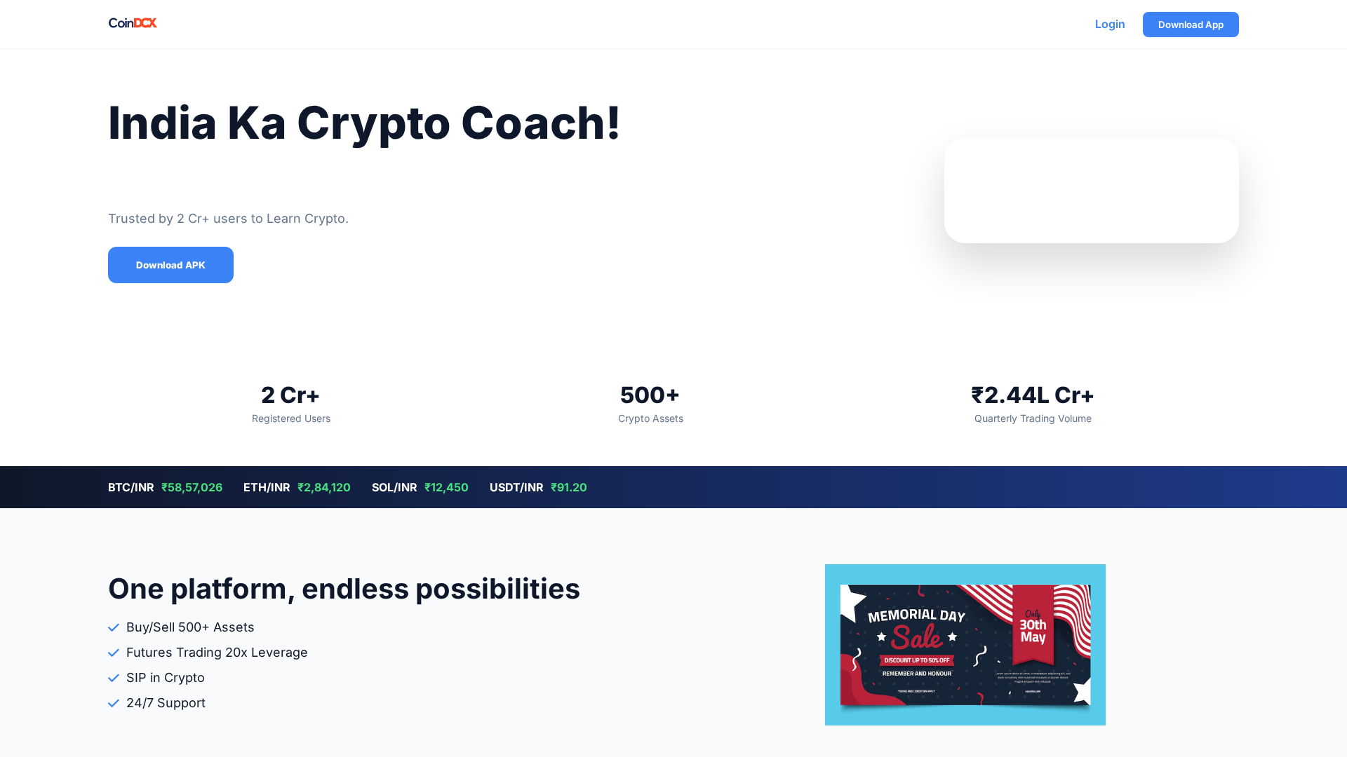 Screenshot of coinsdcx.in