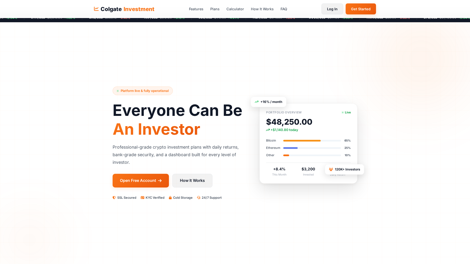 Screenshot of colgateinvestment.com