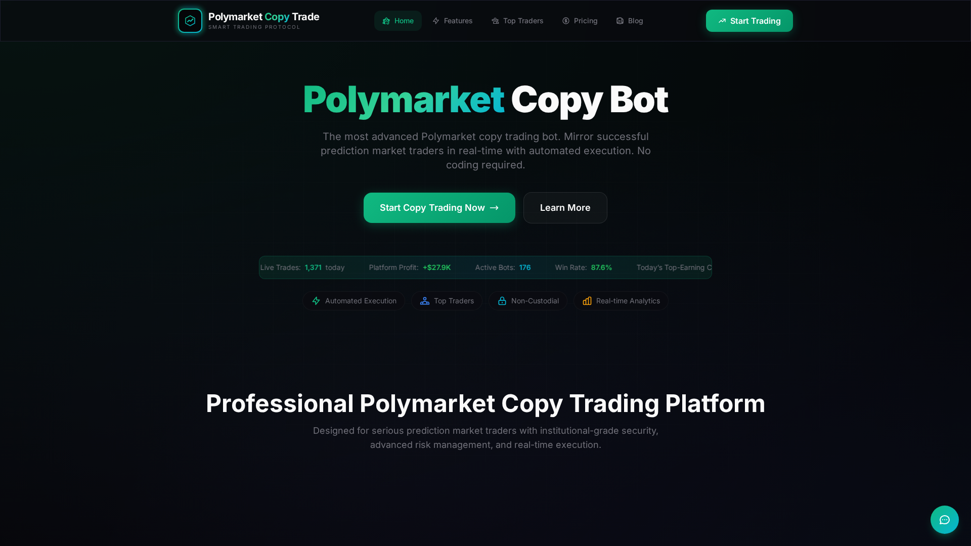 Screenshot of polymarketcopybot.com