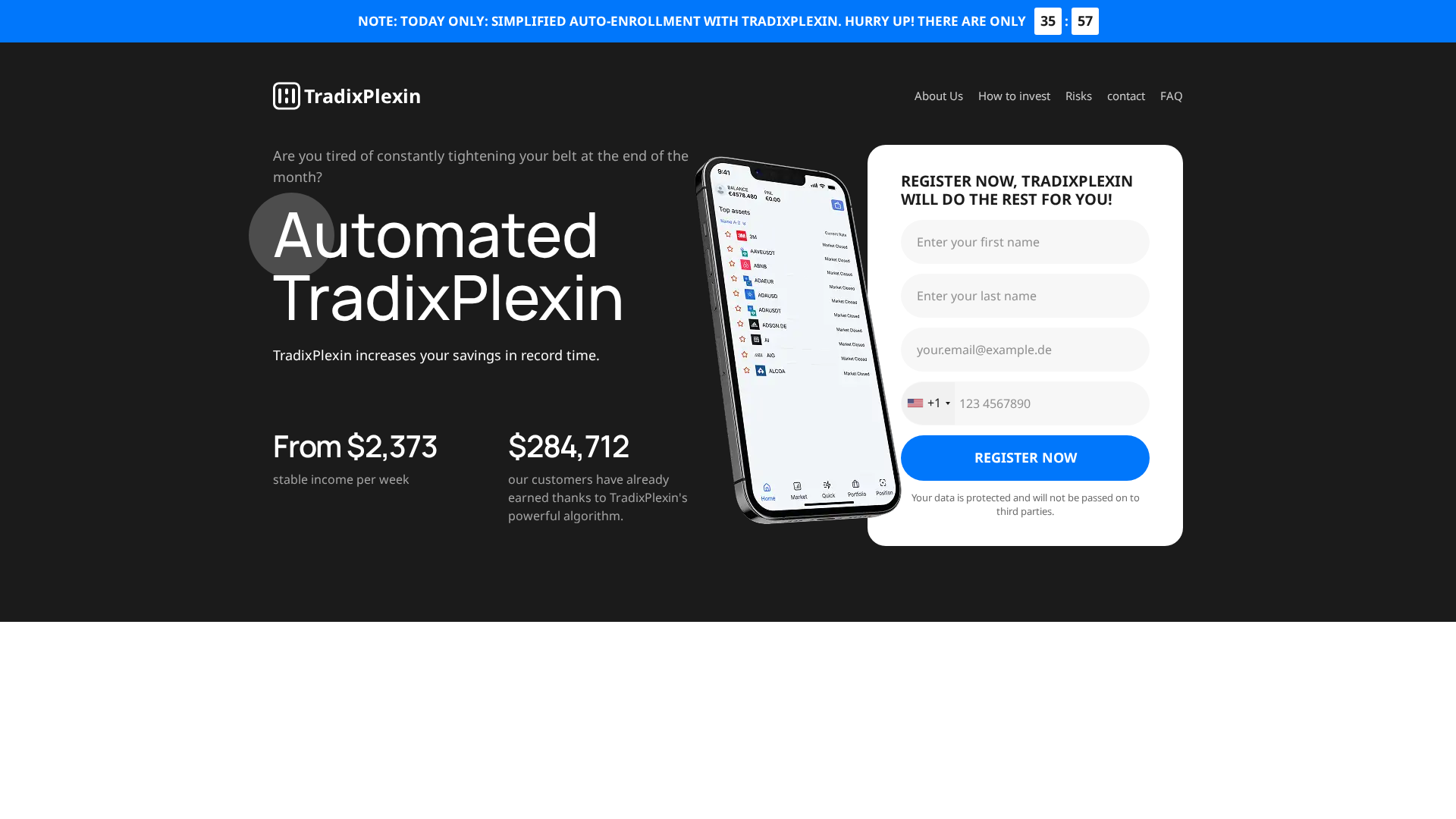 Screenshot of tradixplexin.com