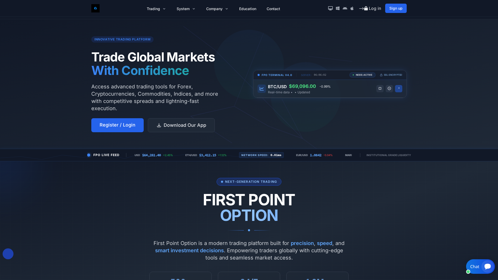 Screenshot of firstpointoption.com