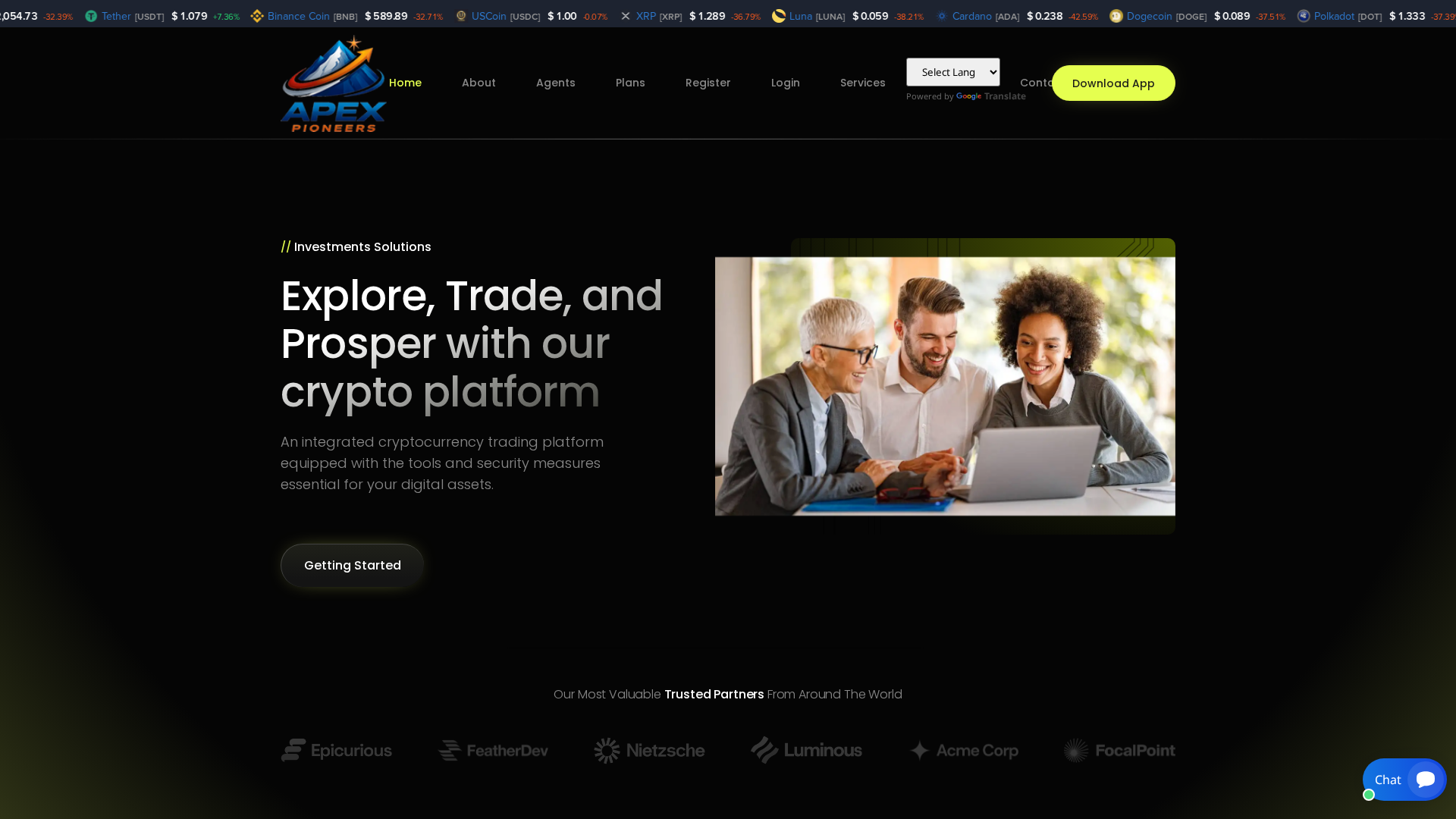 Screenshot of apextradepioneers.com