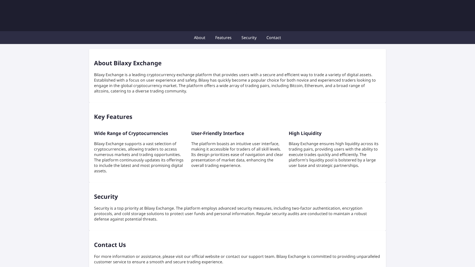 Screenshot of bilaxyexchanger.live