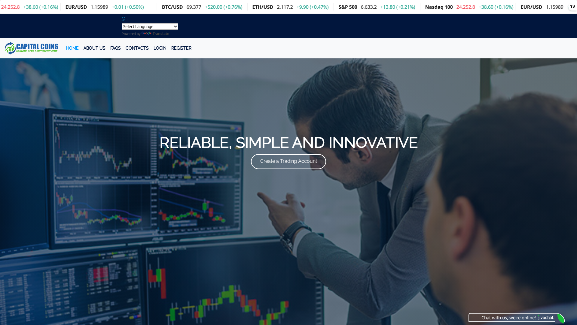 Screenshot of capitalcoinsfx.com